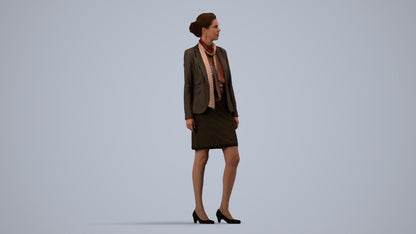 realistic 3D people woman business, render-ready for V-Ray and Corona, FBX OBJ, side view render