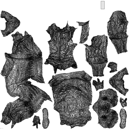 realistic 3D man casual sitting, scanned archviz people for Blender and 3ds Max, wireframe top-down view