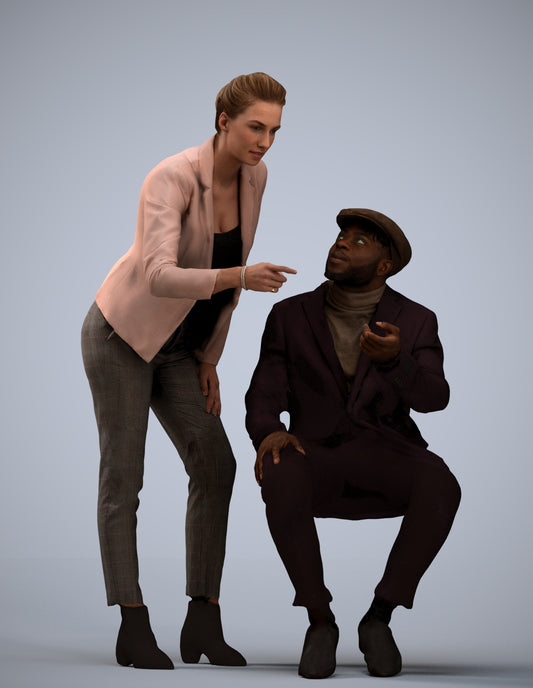 realistic 3D woman business, scanned archviz people for Blender and 3ds Max