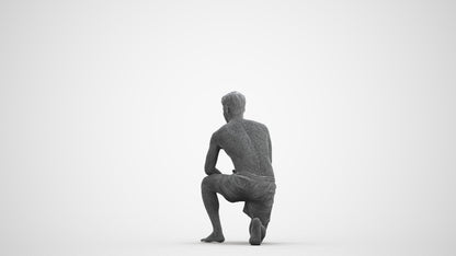 3D people model man pool, scanned human for 3ds Max rendering, wireframe front view