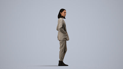 3D people model woman business, scanned human for 3ds Max rendering, side view render