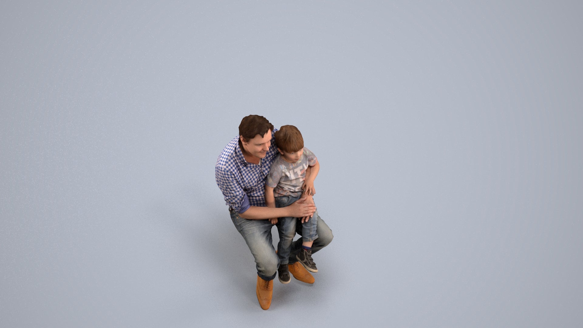 3D people model boy casual kids, scanned human for 3ds Max rendering, back view render