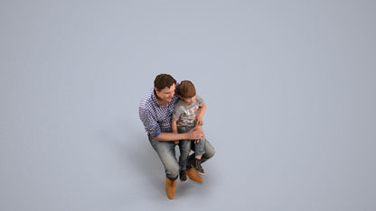 3D people model boy casual kids, scanned human for 3ds Max rendering, back view render