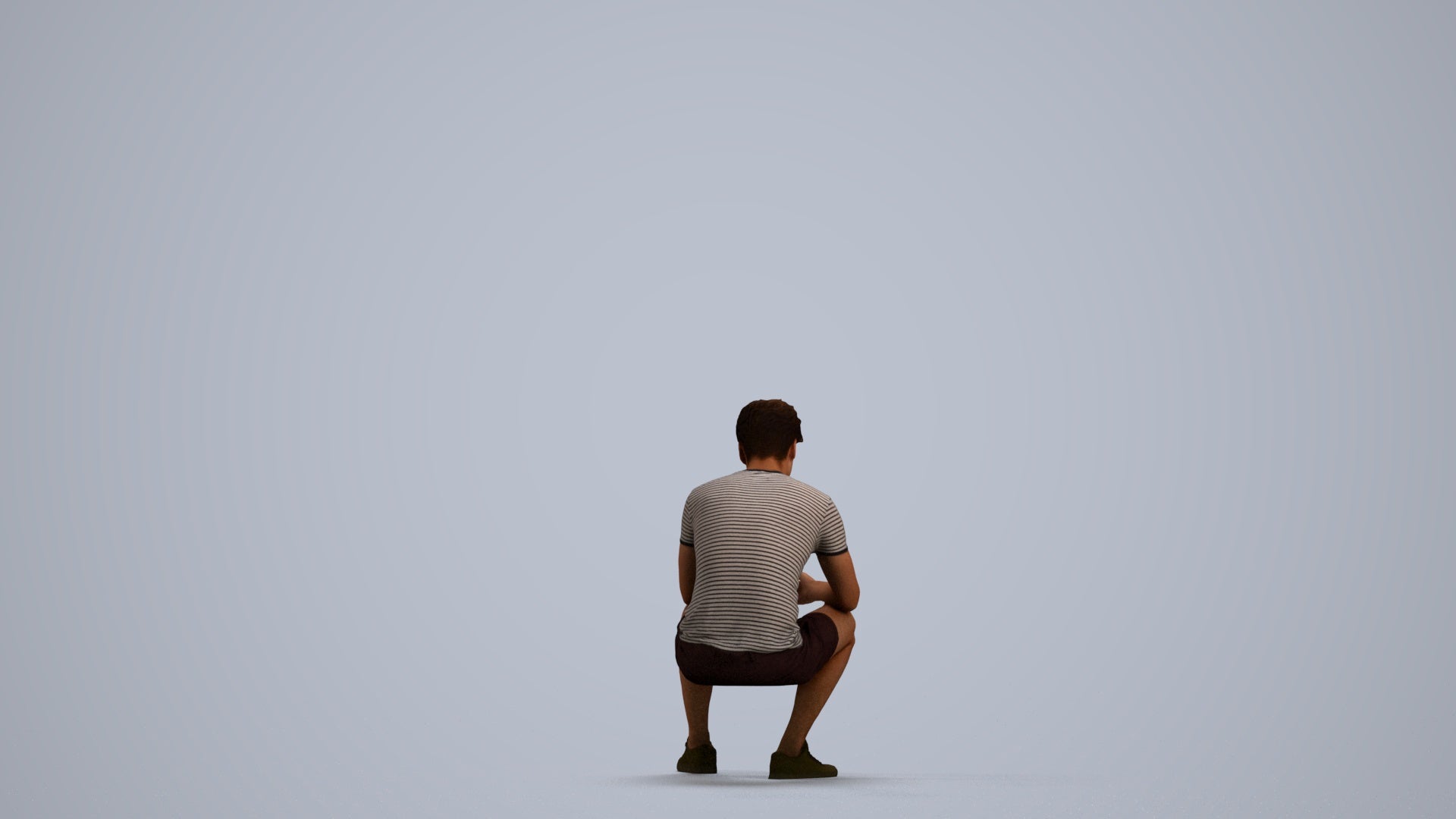 realistic 3D human man casual sitting, archviz people FBX OBJ for Blender, front view render