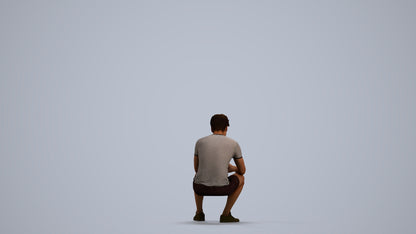realistic 3D human man casual sitting, archviz people FBX OBJ for Blender, front view render
