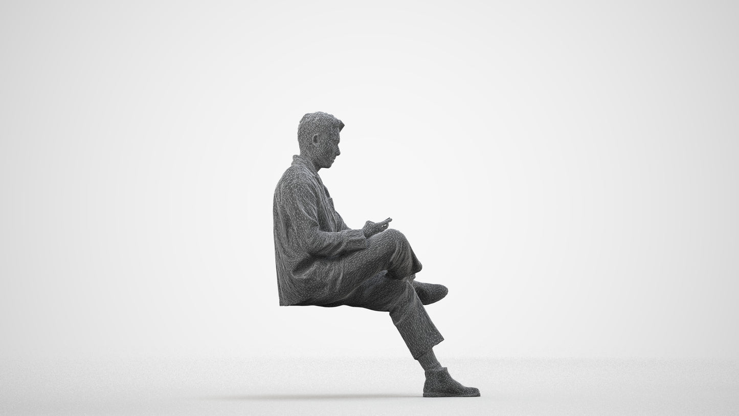 photogrammetry 3D man casual mix, realistic human model archviz FBX, wireframe front view