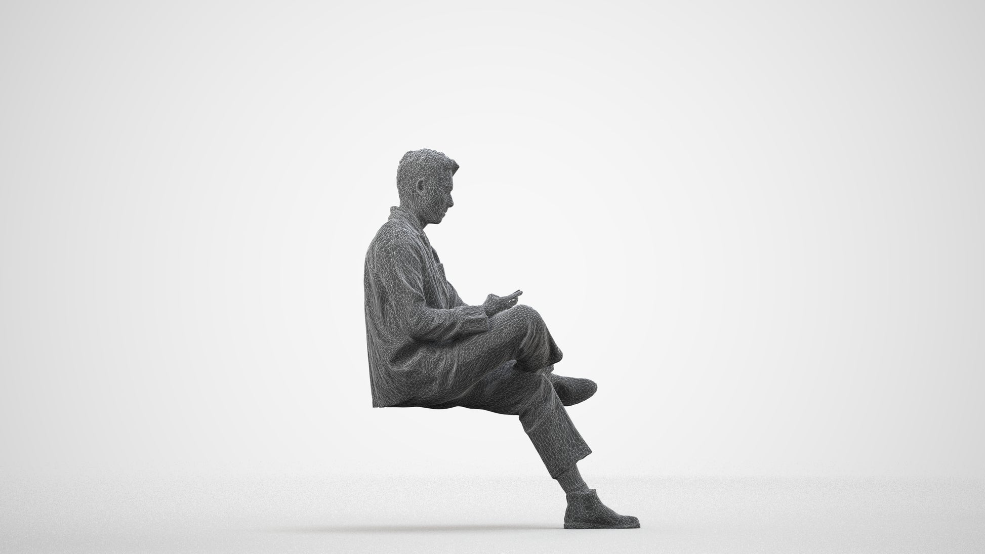 photogrammetry 3D man casual mix, realistic human model archviz FBX, wireframe front view