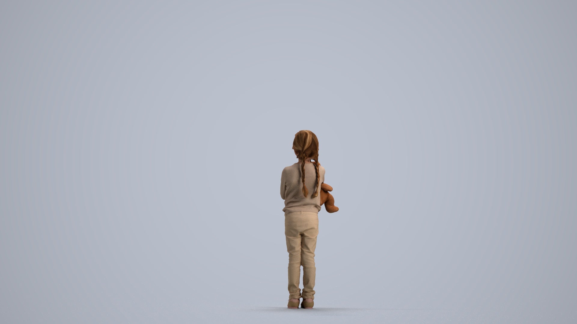 realistic 3D human girl casual standing, archviz people FBX OBJ for Blender, front view render