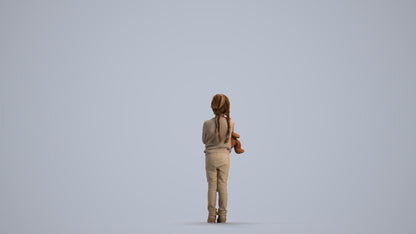 realistic 3D human girl casual standing, archviz people FBX OBJ for Blender, front view render