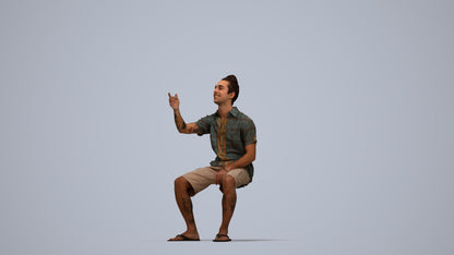 scanned 3D man casual sitting, photogrammetry people for Enscape and V-Ray, top-down view render