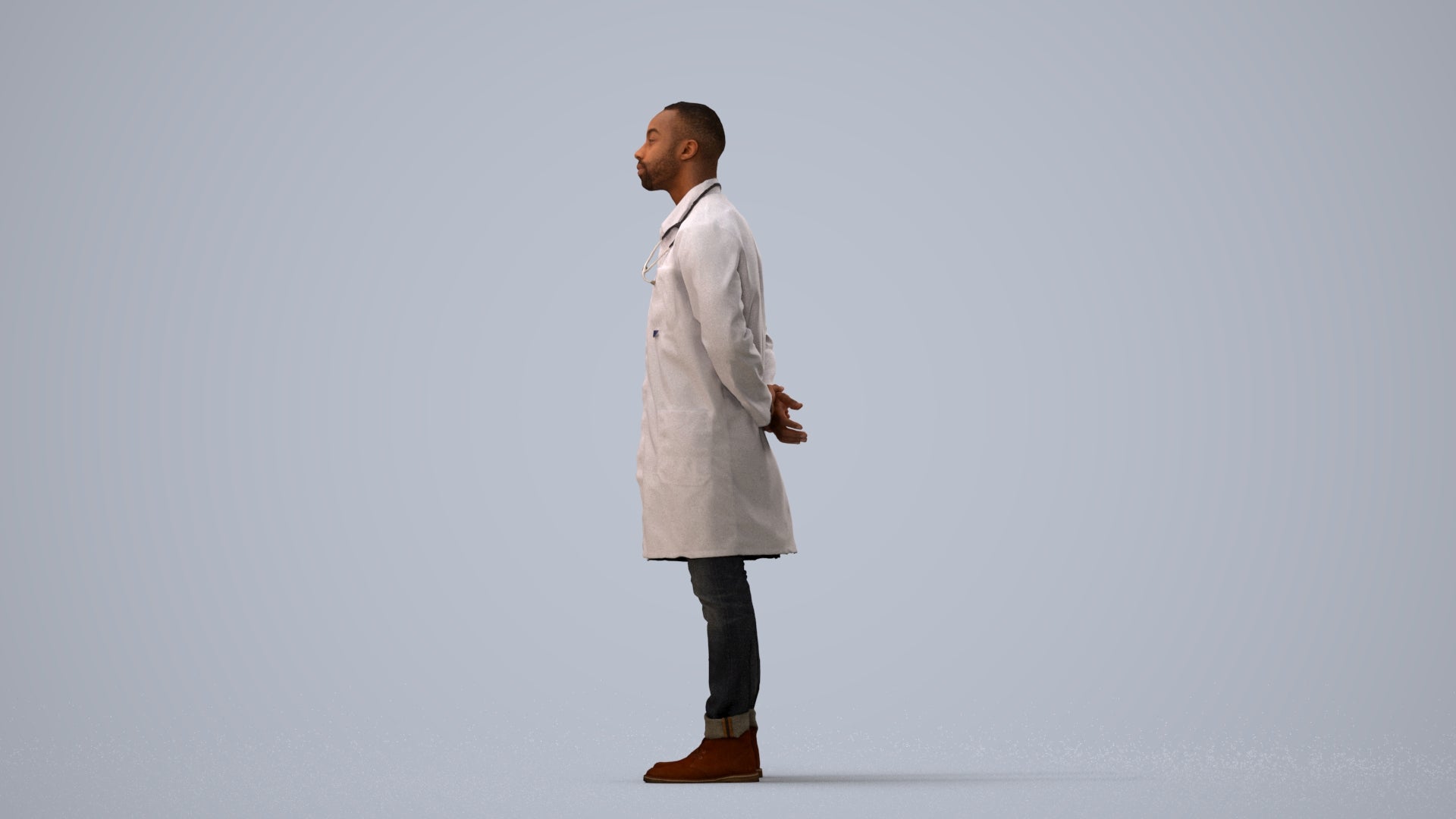 photogrammetry 3D man medical, realistic human model archviz FBX, three-quarter view render
