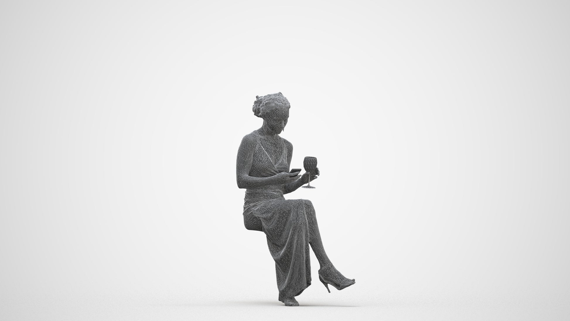 3D people model woman formal formalaffairs, scanned human for 3ds Max rendering, three-quarter front view render
