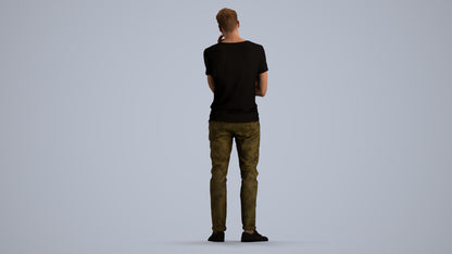 photogrammetry 3D man casual standing, realistic human model archviz FBX, front view render