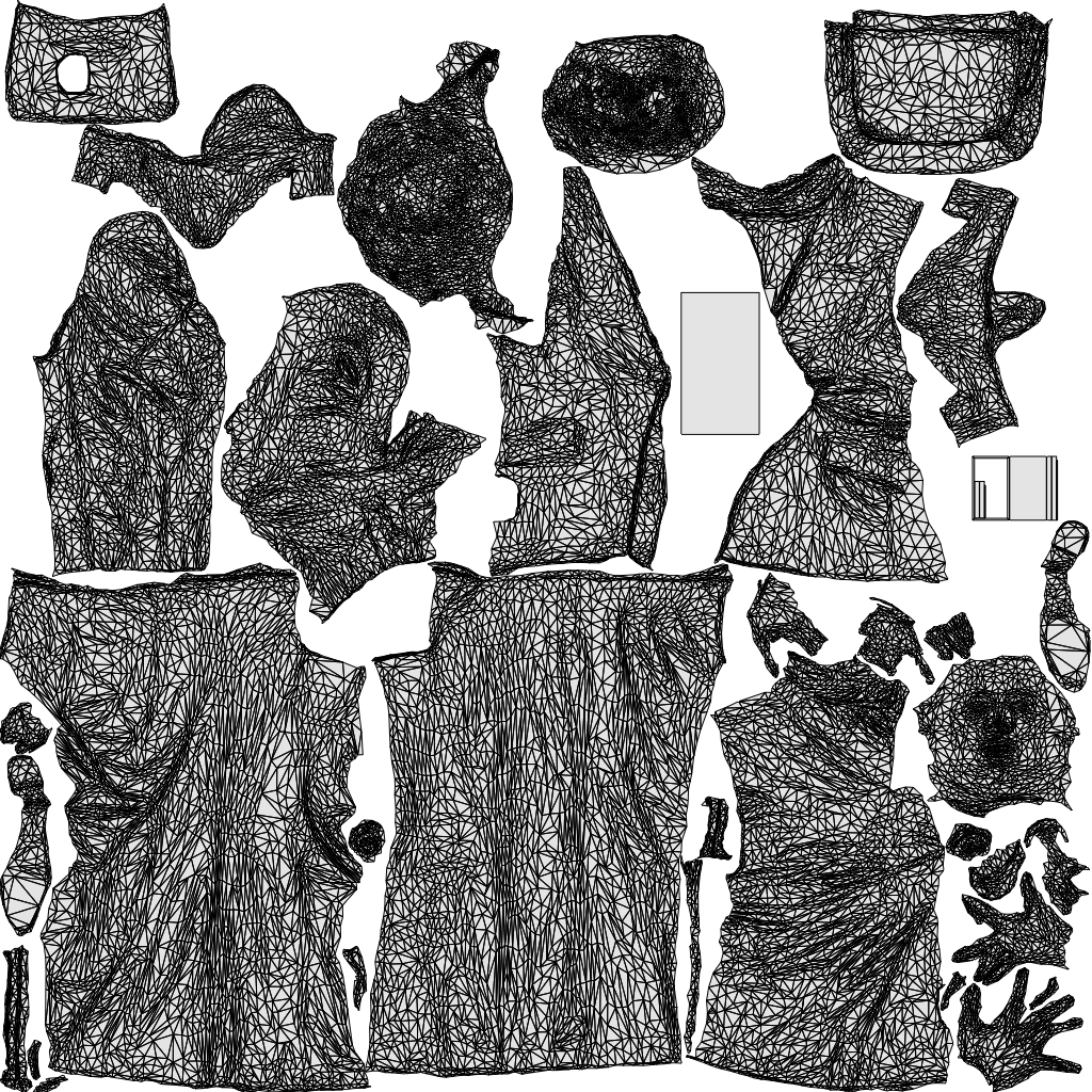 scanned 3D woman business, photogrammetry people for Enscape and V-Ray, wireframe top-down view