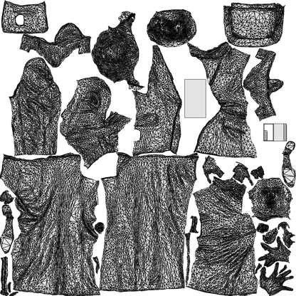 scanned 3D woman business, photogrammetry people for Enscape and V-Ray, wireframe top-down view