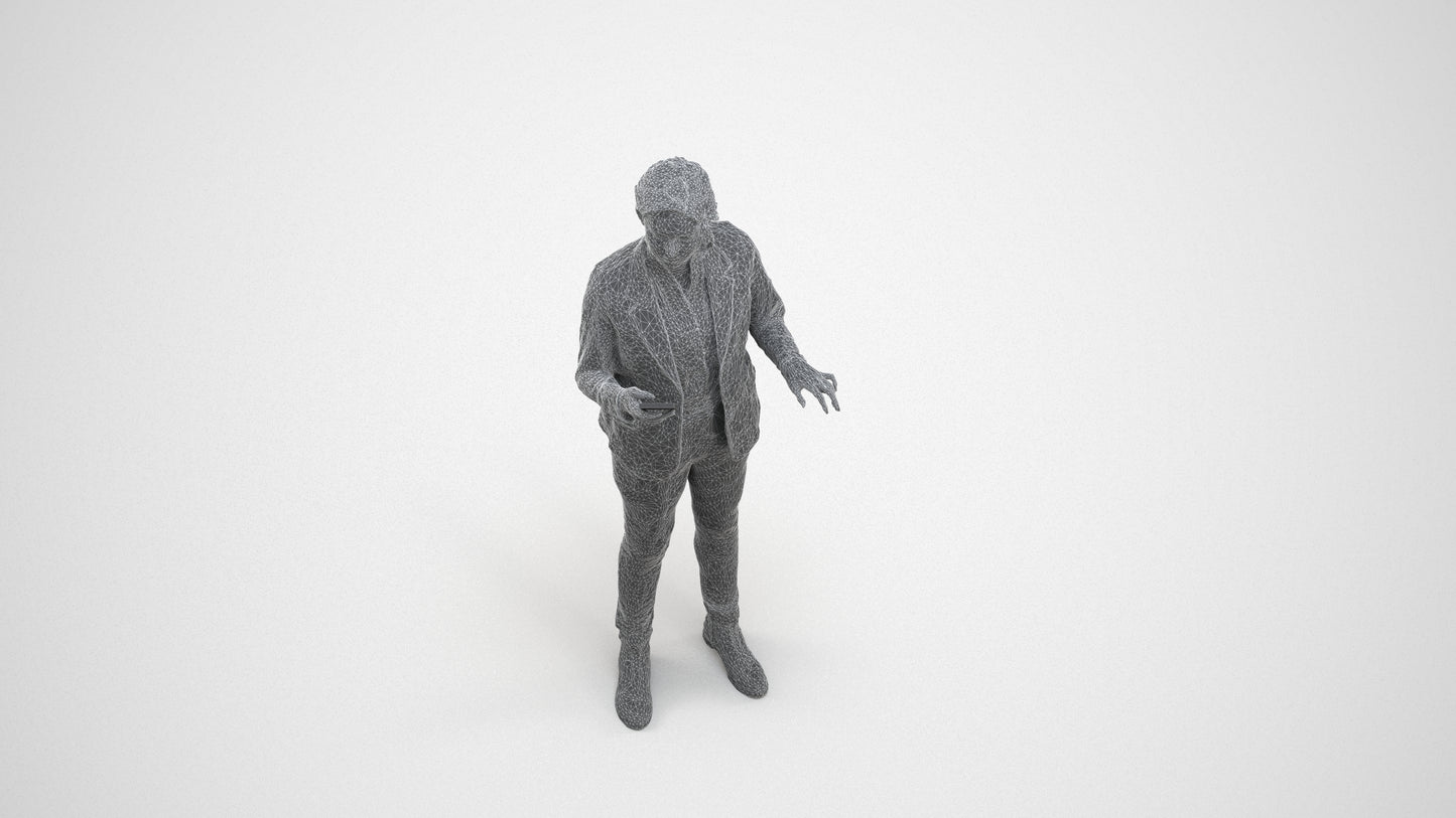 scanned 3D woman business, photogrammetry people for Enscape and V-Ray, wireframe three-quarter view