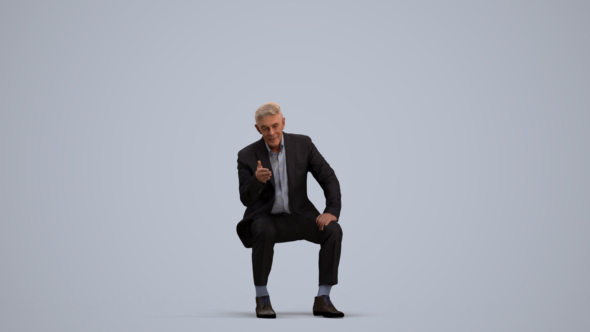 3D scanned senior man business, photorealistic archviz people for Enscape and SketchUp, standing pose render