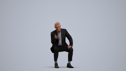 3D scanned senior man business, photorealistic archviz people for Enscape and SketchUp, standing pose render