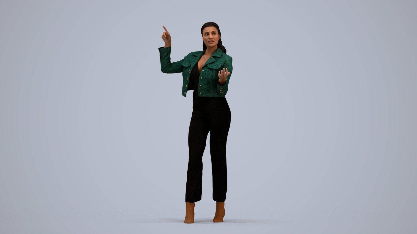 3D scanned woman standing business, photorealistic archviz people for Enscape and SketchUp, standing pose render