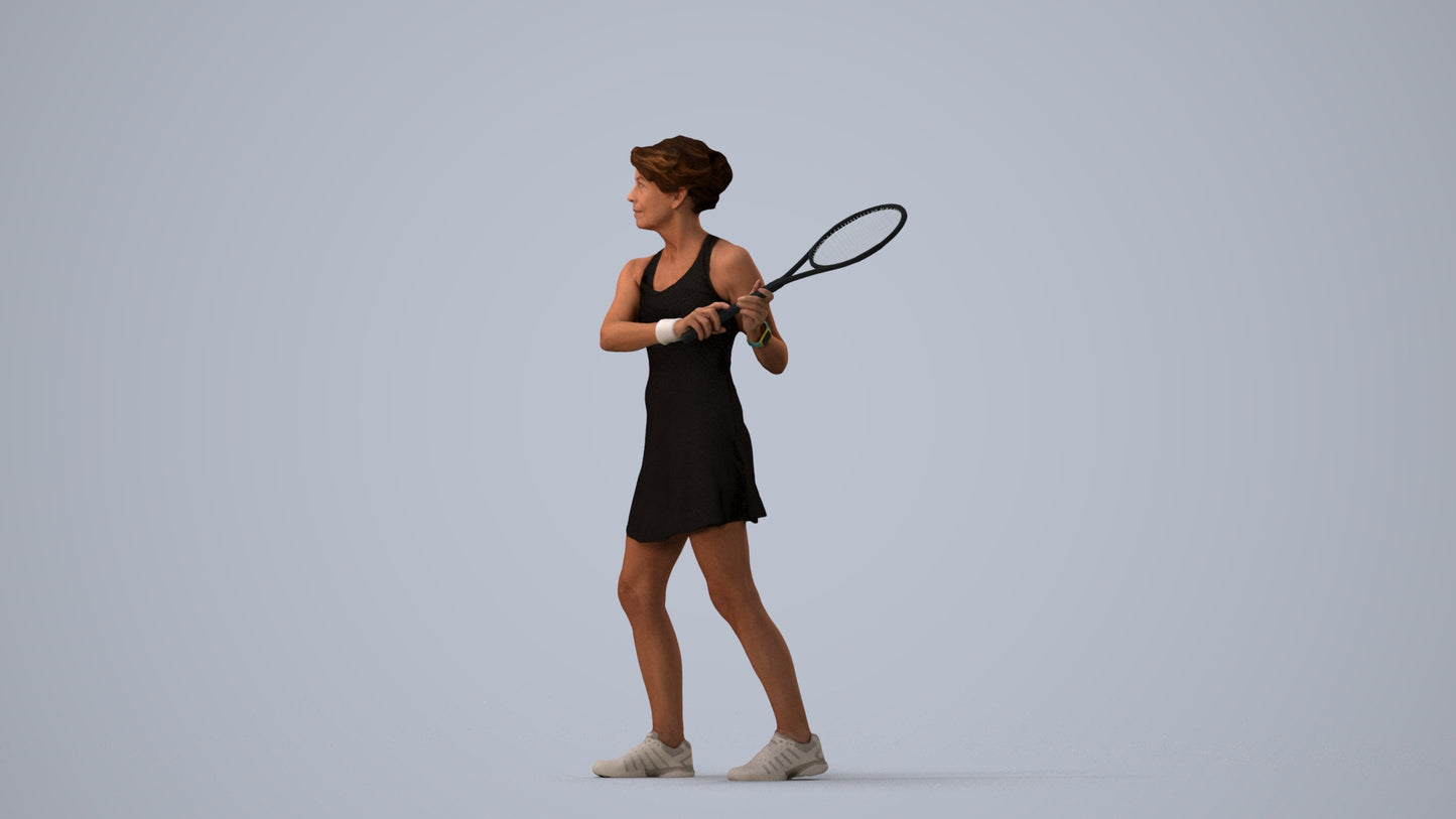 3D scanned woman sport, photorealistic archviz people for Enscape and SketchUp, three-quarter view render