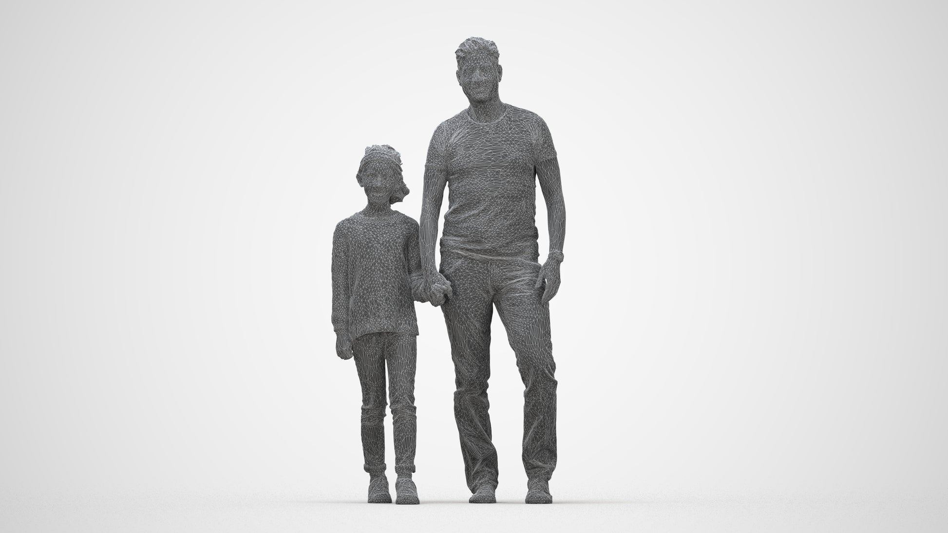 photogrammetry 3D girl casual walking, realistic human model archviz FBX, wireframe back view