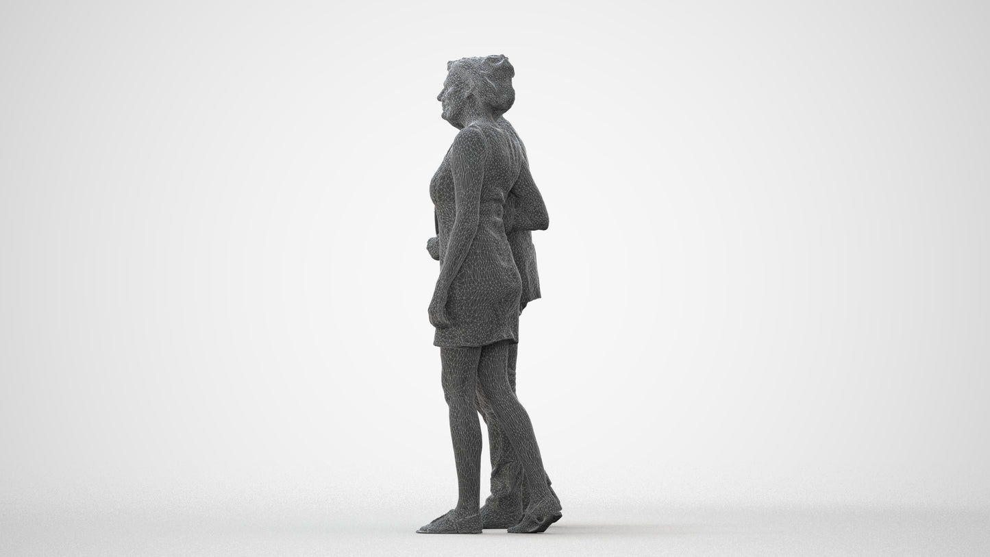 3D people model woman casual couple, scanned human for 3ds Max rendering, square thumbnail