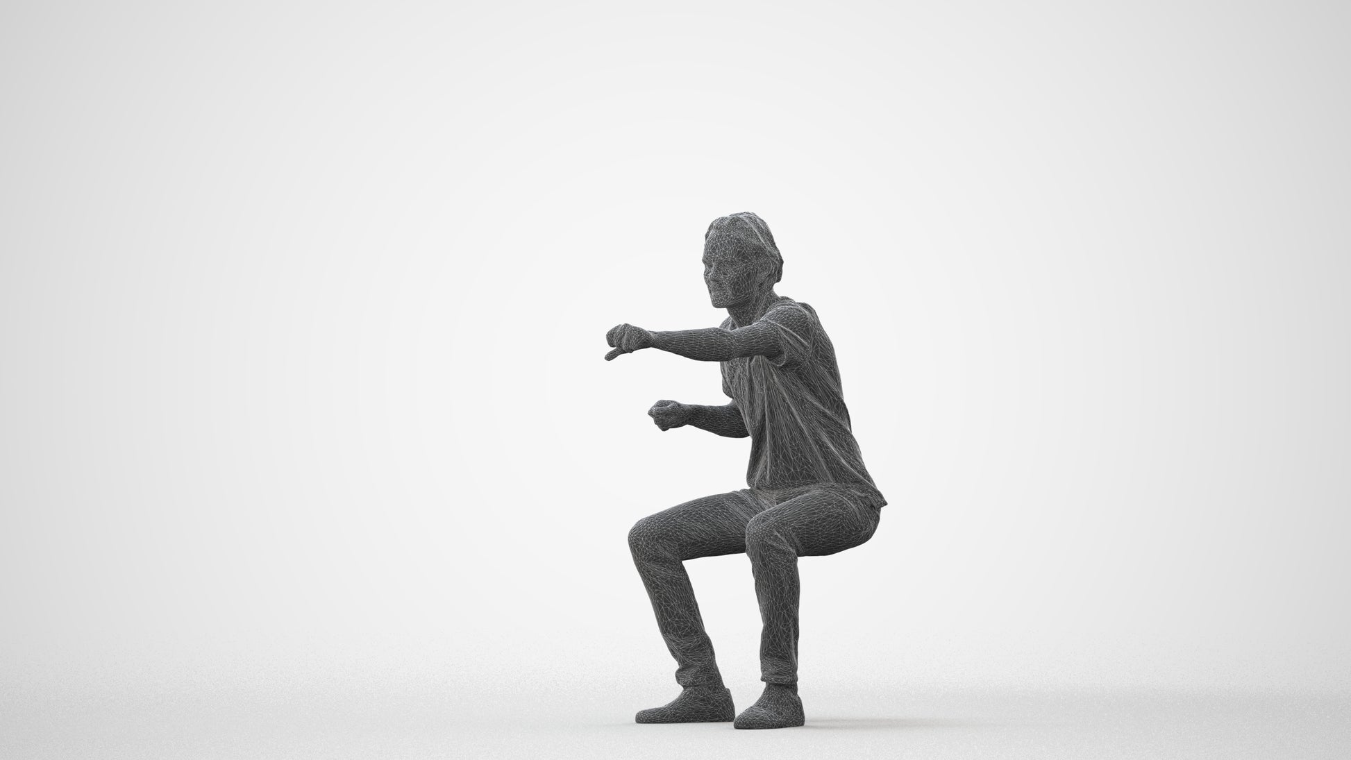 realistic 3D man casual sitting, scanned archviz people for Blender and 3ds Max, square thumbnail