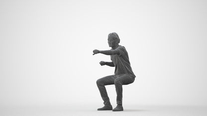 realistic 3D man casual sitting, scanned archviz people for Blender and 3ds Max, square thumbnail