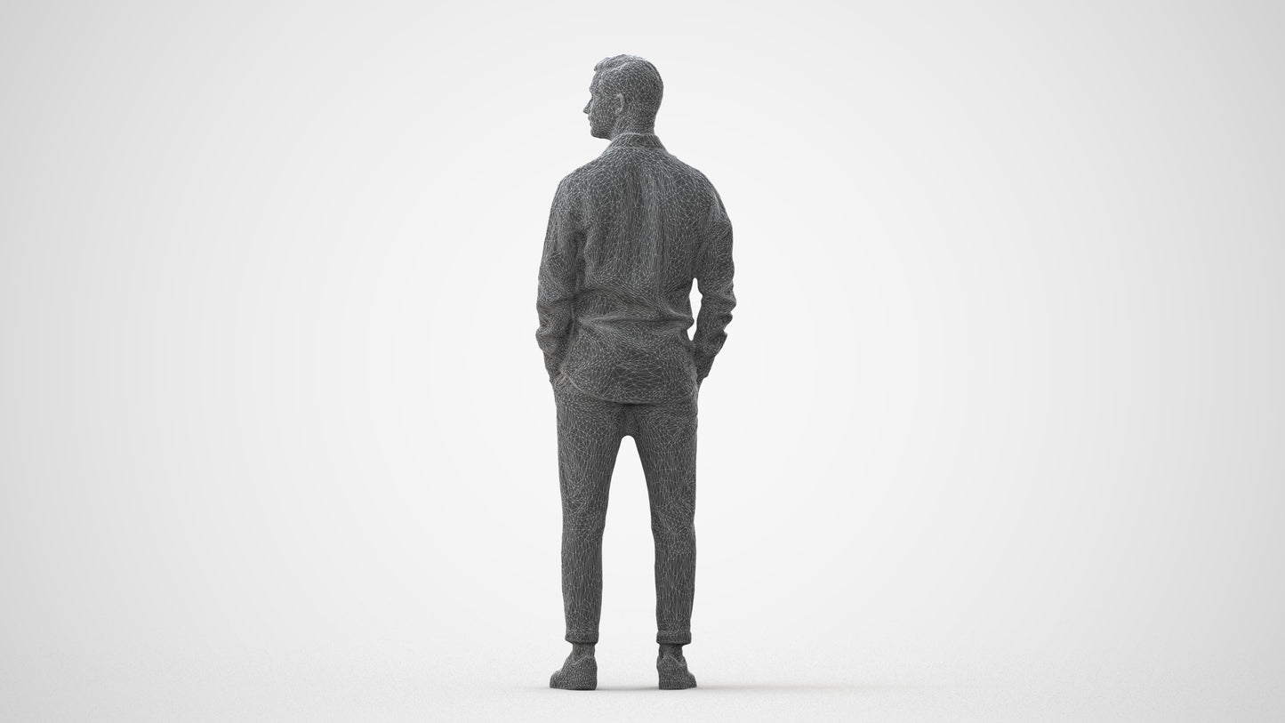 realistic 3D man casual standing, scanned archviz people for Blender and 3ds Max, square thumbnail