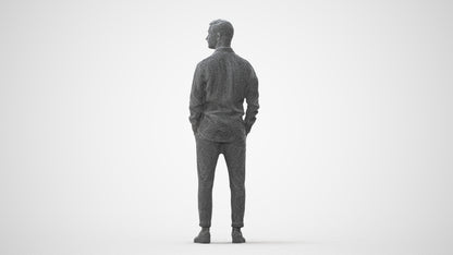 realistic 3D man casual standing, scanned archviz people for Blender and 3ds Max, square thumbnail