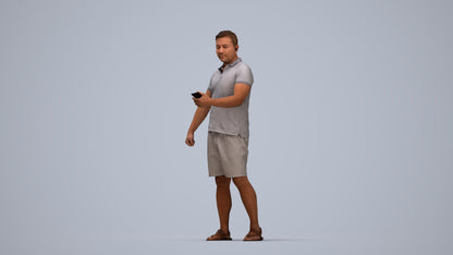 realistic 3D man casual standing, scanned archviz people for Blender and 3ds Max, top-down view render