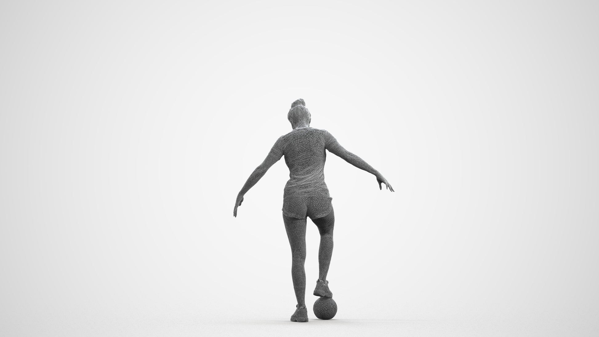 photogrammetry 3D woman sport, realistic human model archviz FBX, wireframe front view