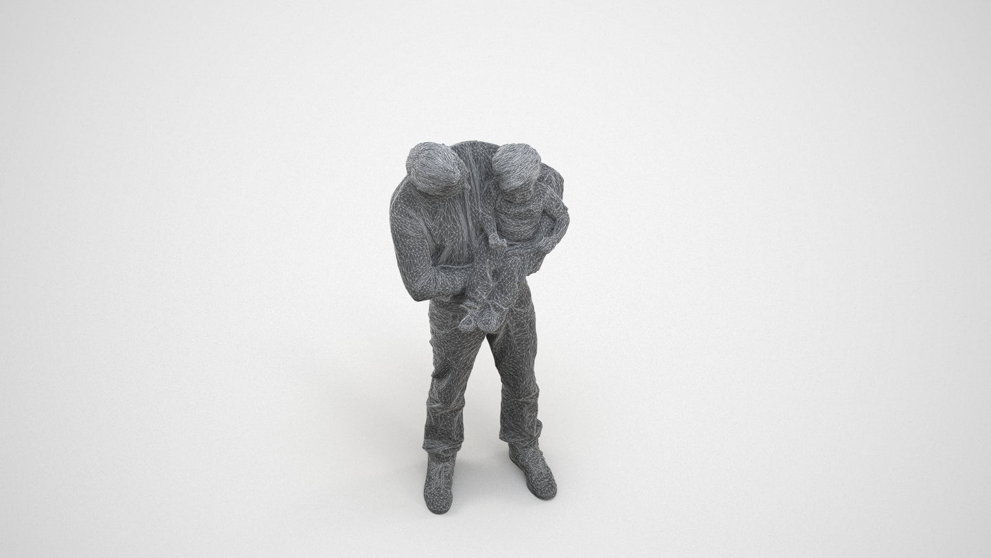 photogrammetry 3D boy casual kids, realistic human model archviz FBX, wireframe three-quarter view