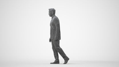 scanned 3D man casual walking, photogrammetry people for Enscape and V-Ray, square thumbnail