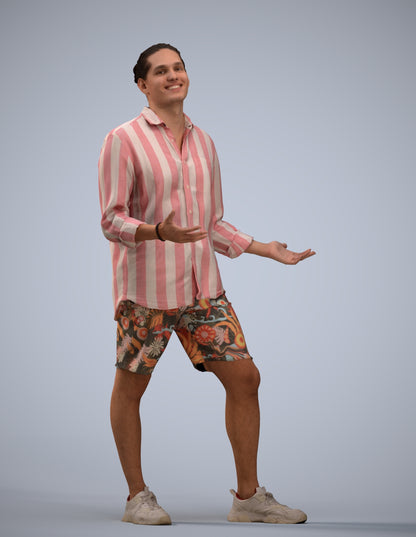 scanned 3D man casual standing, photogrammetry people for Enscape and V-Ray