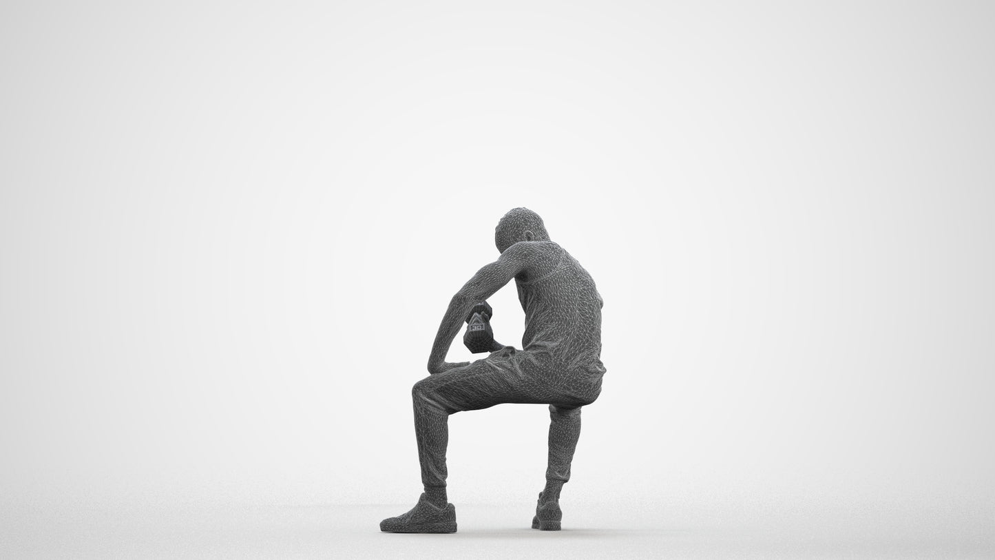 realistic 3D human man casual sport, archviz people FBX OBJ for Blender, wireframe front view
