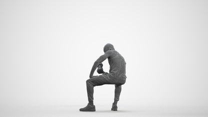 realistic 3D human man casual sport, archviz people FBX OBJ for Blender, wireframe front view