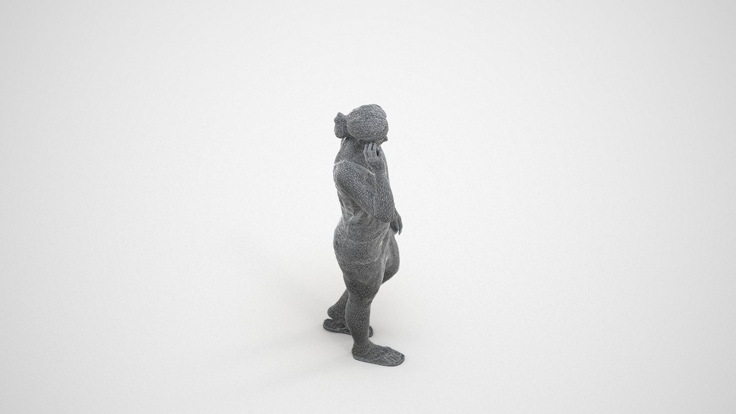 3D people model woman pool, scanned human for 3ds Max rendering, wireframe three-quarter view