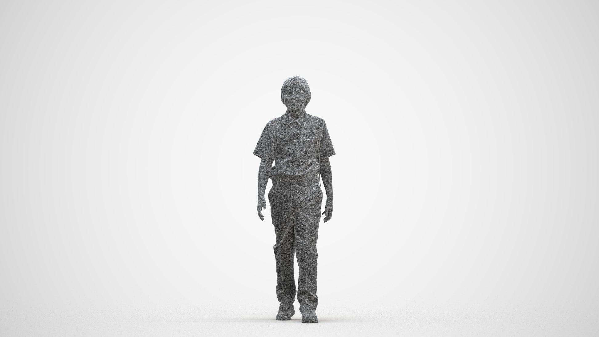 3D people model boy kids, scanned human for 3ds Max rendering, three-quarter front view render