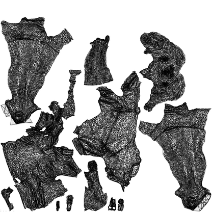 scanned 3D woman casual standing, photogrammetry people for Enscape and V-Ray, wireframe top-down view