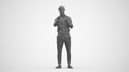 photogrammetry 3D man casual standing, realistic human model archviz FBX, three-quarter front view render