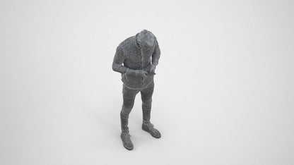 3D people model man casual standing, scanned human for 3ds Max rendering, wireframe three-quarter view