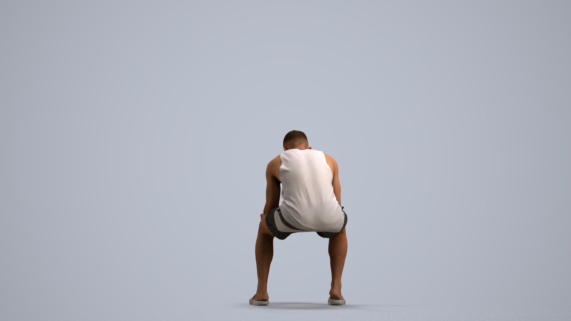realistic 3D people man casual sitting, render-ready for V-Ray and Corona, FBX OBJ, front view render
