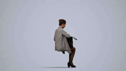 realistic 3D people woman business sitting, render-ready for V-Ray and Corona, FBX OBJ, side view render
