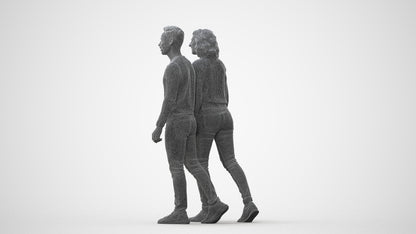 realistic 3D woman casual couple, scanned archviz people for Blender and 3ds Max, square thumbnail