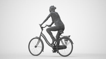 scanned 3D senior woman casual cycling, photogrammetry people for Enscape and V-Ray, square thumbnail