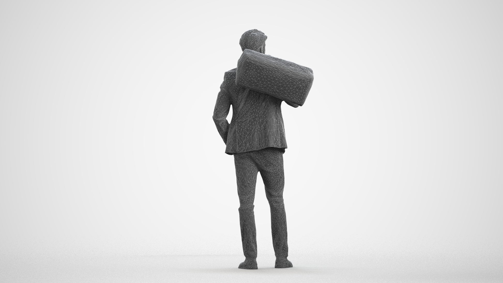 realistic 3D people man business, render-ready for V-Ray and Corona, FBX OBJ, wireframe front view