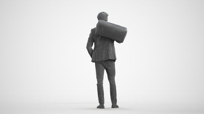 realistic 3D people man business, render-ready for V-Ray and Corona, FBX OBJ, wireframe front view