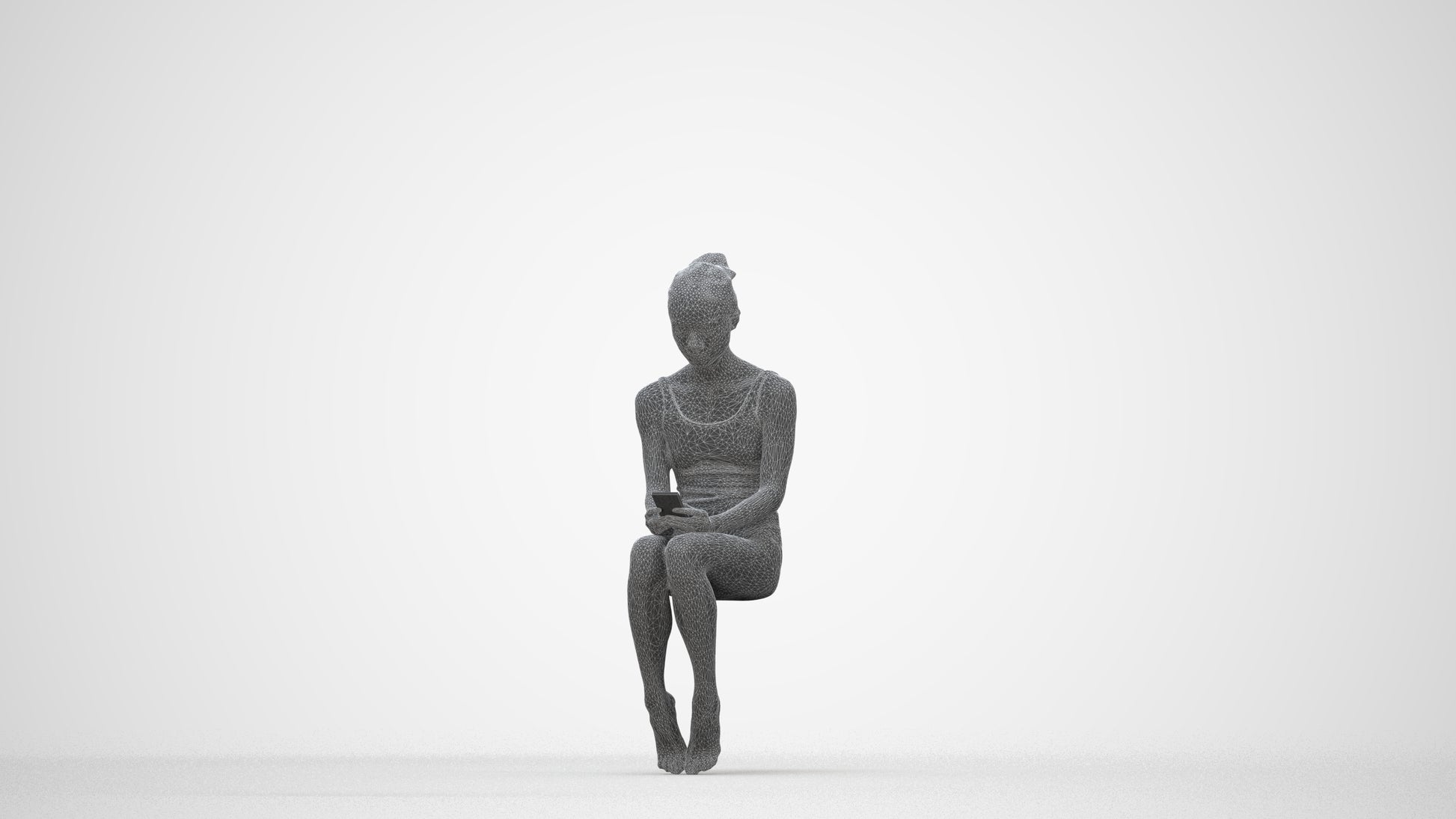 realistic 3D human woman casual pool, archviz people FBX OBJ for Blender, wireframe back view