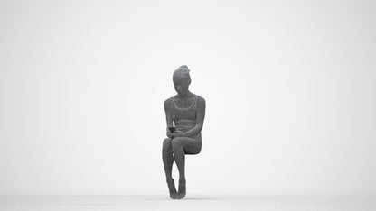 realistic 3D human woman casual pool, archviz people FBX OBJ for Blender, wireframe back view